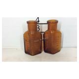 Two brown glass poison bottles