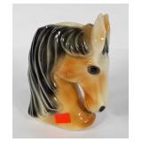 Pottery horse head vase, stands 8" tall