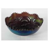 Carnival glass, dark purple 7" bowl with