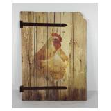 Decor barn door chicken wall hanging, 20x26