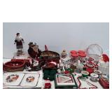 Christmas holiday decor group, trays, basket,