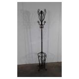 Wrought iron free standing hall tree, 6ft