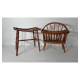 Wooden magazine rack and stool base, 17" and