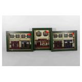 Three street scene shadowbox wall hangings, 16x12