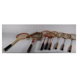 Tennis rackets (2) & badminton rackets (6)