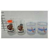 Washington teams glasswares, Redskins and Caps