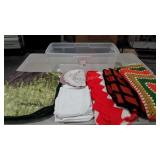 Textiles, three knit afghan throws, fleece throw,