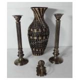 Home decor, includes woven vase, two large