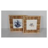 Two cork and tile trivets, both measure 10x10