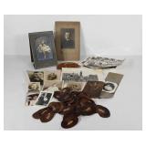 Old photos,  all people, plus one of a monument