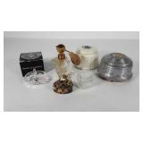 Vanity group, powder boxes, ring holder, crystal