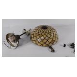 Leaded glass lamp shade & fixture (has a few