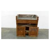 Marble topped wash stand, cracked as shown,