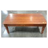 Cherry wood coffee table, Tom Seely, 48 x 24 x 18
