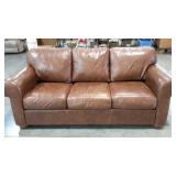 Leather three cushion sofa, 80", seller code AK