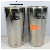 Two stainless Nissan cups