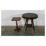 Two accent tables, small flip top table is 23"