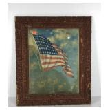 Forty-eight star USA flag print in wood and