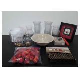 Home decor pillow cases, vases, Bowl with chip,