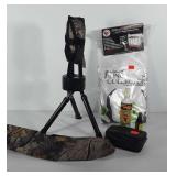 Hunting group: camo seat, spray and target