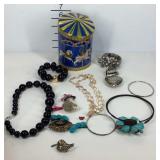 Tin with costume jewelry