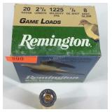 Ammo, 20ga 2 3/4in 7/8oz shot 8 shot, 25 shells