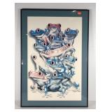 Royce B. McClure Frogs print, framed and matted