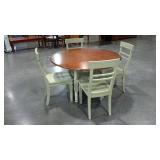 Round drop leaf table with four chairs, 48 x 30,