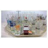 Beer glasses, shot glasses, and a 8oz flask