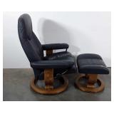 Ekornes stressless blue leather recliner and