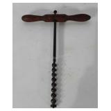Tools, hand drill auger with wooden handle