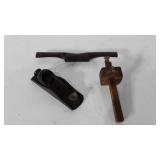 Tools, includes wooden marking gauge, Stanley