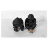 Two Joseph Vaca bronze gorilla sculptures,