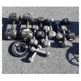 Steel Weight Room Dumbbells, 154 total lbs, plus