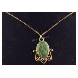 12kt goldfilled jade necklace 16in