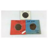 Three 2 cents 1865