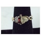 Red & White Double heart 2-Tone Ring, 3.8 grams