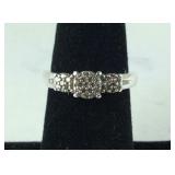 Genuine Diamond Cluster Ring, 4 grams Sterling