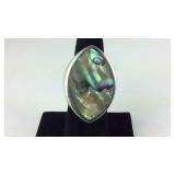 Large Abalone Ring, 12.9 grams Sterling Silver,