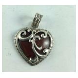 Carnelian Heart Pendant, 2.7 grams Sterling
