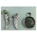 Angel Wings & CZ Cluster Charm/Pendant