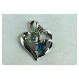 Double Heart Pendant, 1.2 grams Sterling Silver