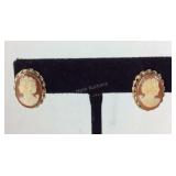Vintage Van Deli Cameo Screw back Earrings,