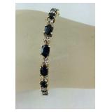 Genuine Sapphire & Diamond Tennis Bracelet, 13.7