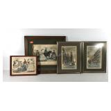 Framed wall art, two fashion prints and two New