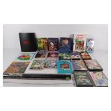 Books (13), VHS tapes (3), DVD