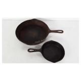 Cast iron skillets, 10" and 6"