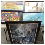 Wall art group includes stretched decor canvas