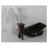 Christmas decor, reindeer and sleigh greenery