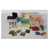 Doll house furniture, includes wooden beds,